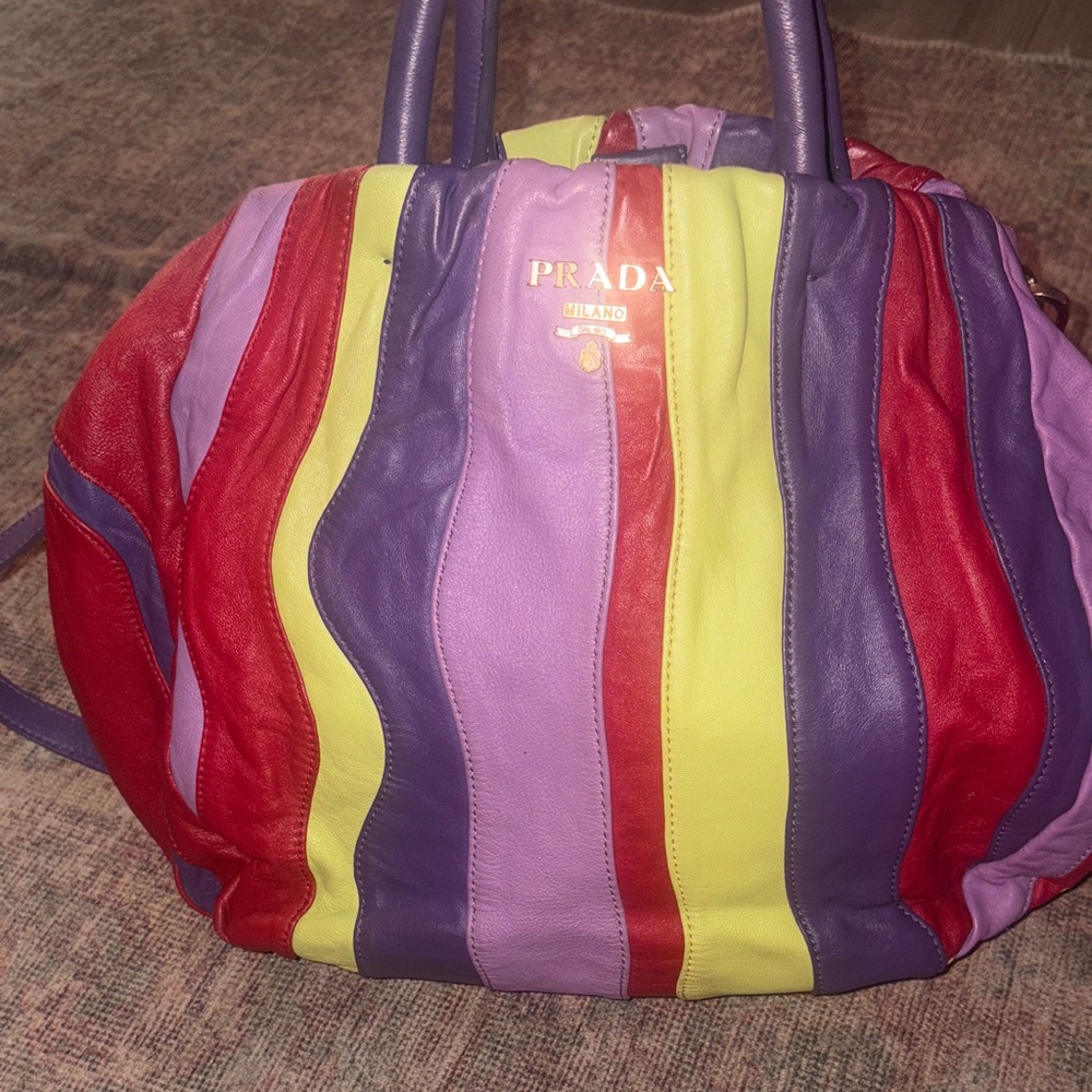 Prada Red, Yellow, and Purple Striped Shoulder Bag